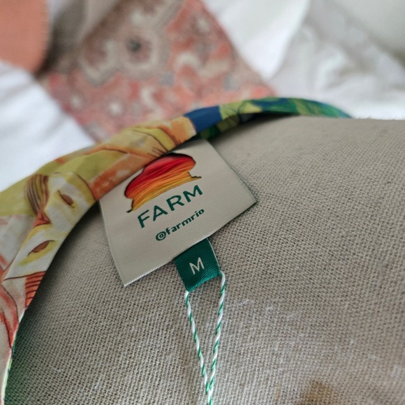 Anthropologie Farm Rio Sz Medium Star Fruits Puff‎ Sleeve Midi Dress Tropical - Picture 8 of 13